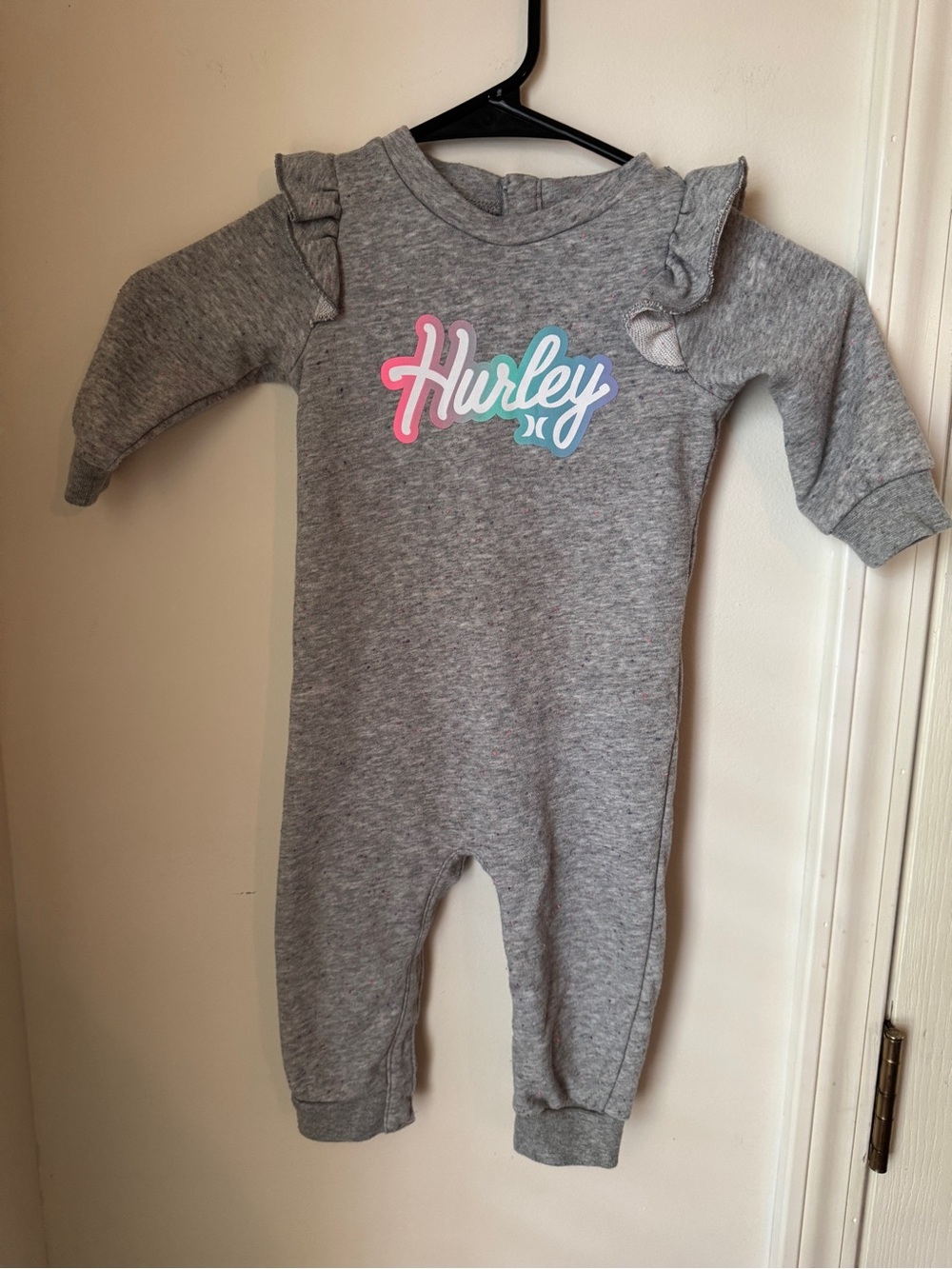 Hurley Grey Ruffle Sleeve One-Piece for Kids Size 12 Months